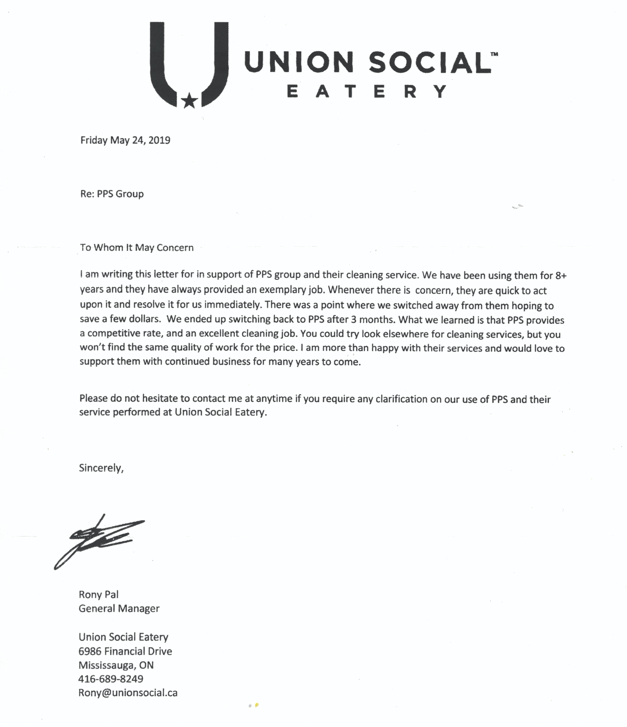 union-social-recommendation-letter